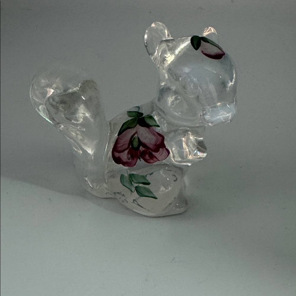 Fenton Opalescent Squirrel Hand Painted